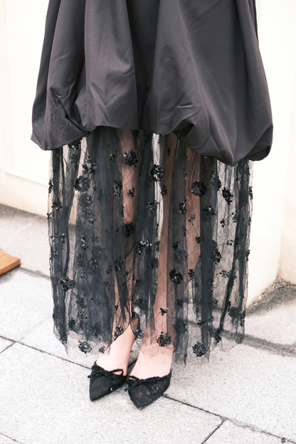 Seraphina Sheer Layered Dress in Black