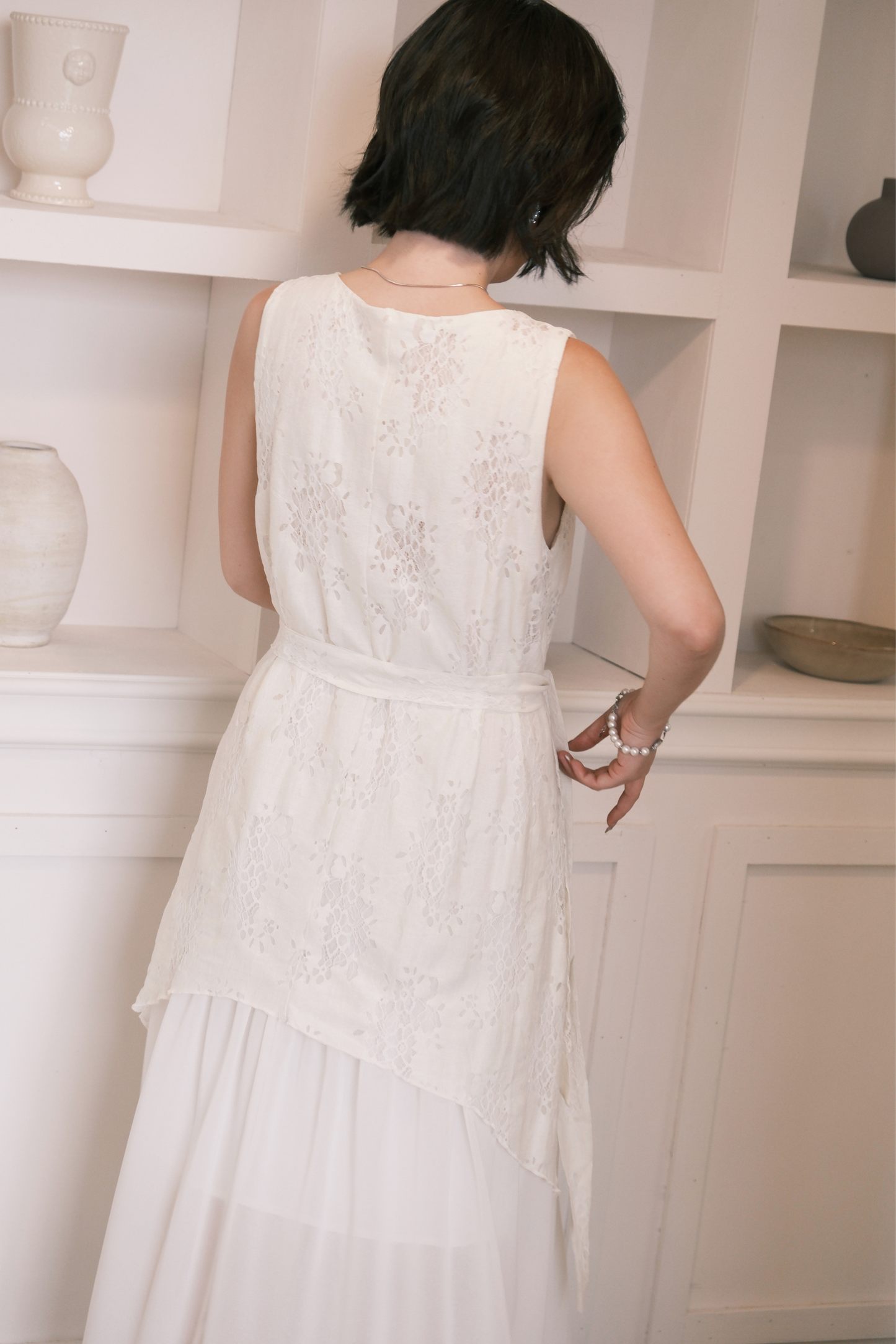 Isolde Layered Dress in Cream