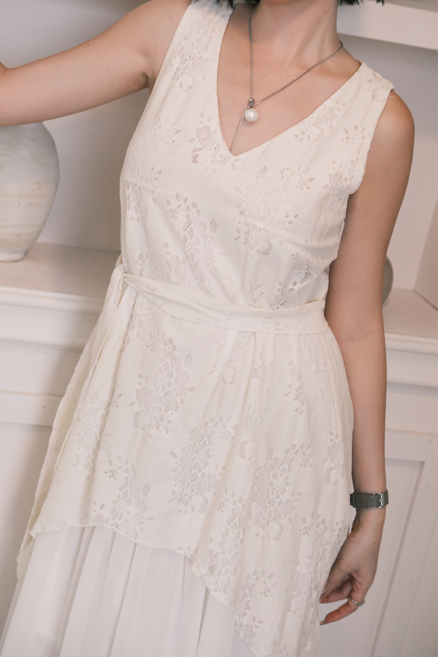 Isolde Layered Dress in Cream