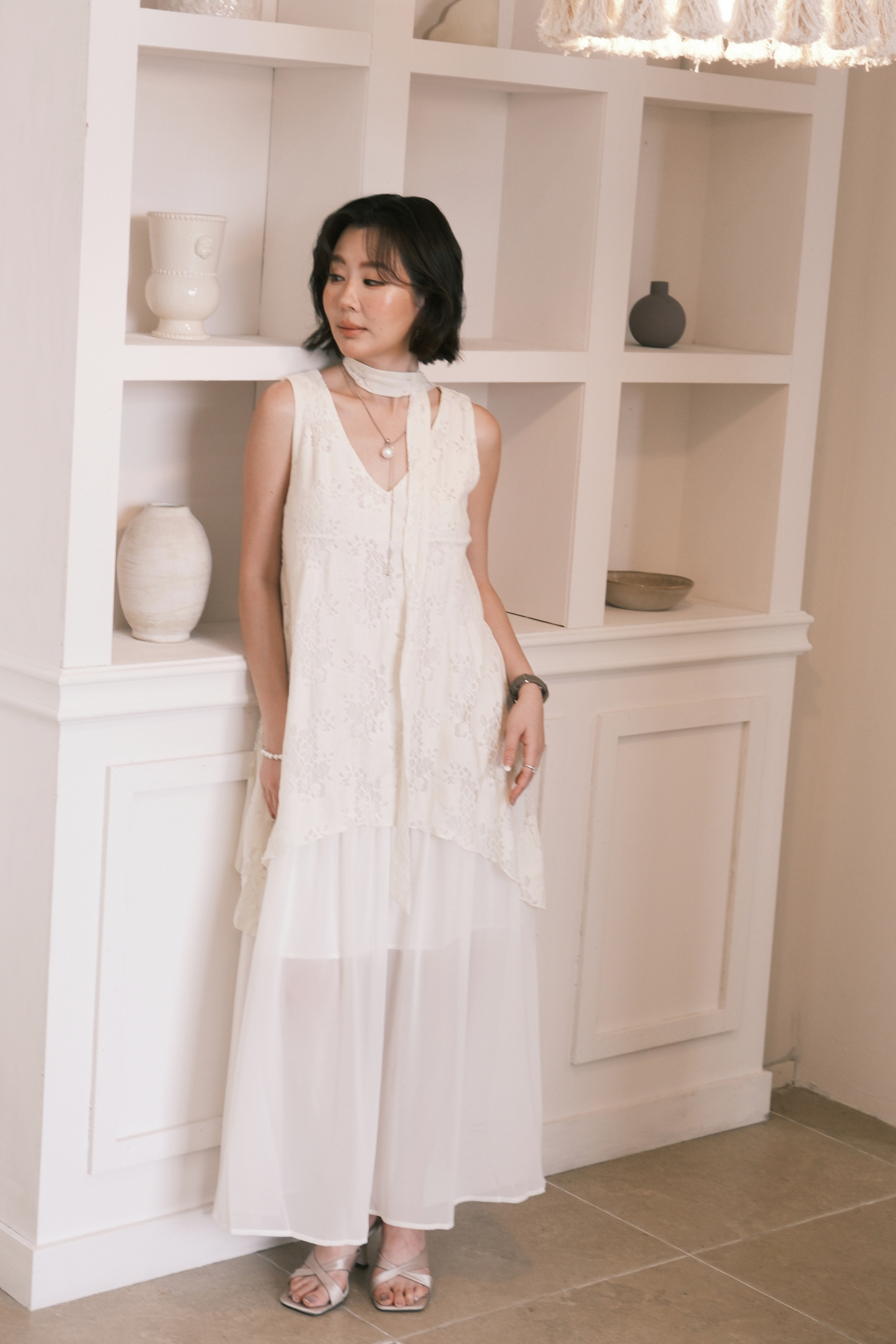Isolde Layered Dress in Cream