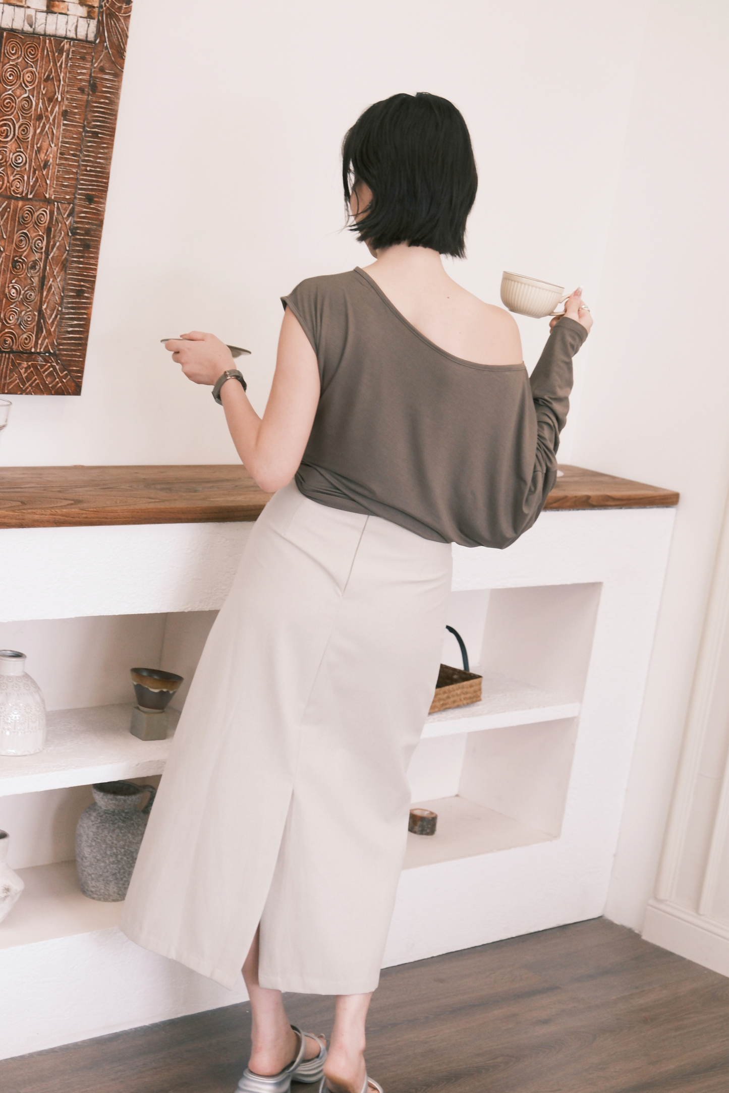 Noa Midi Skirt in Cream