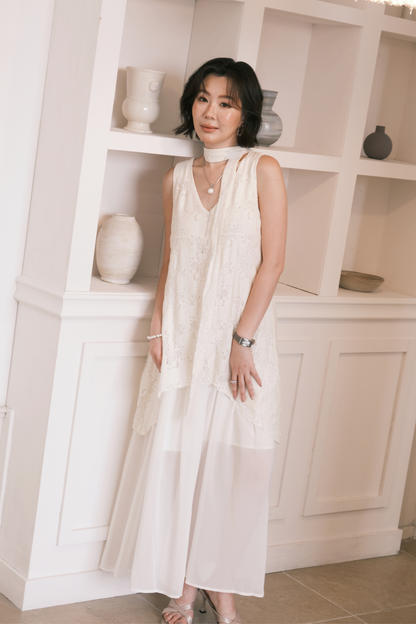 Isolde Layered Dress in Cream