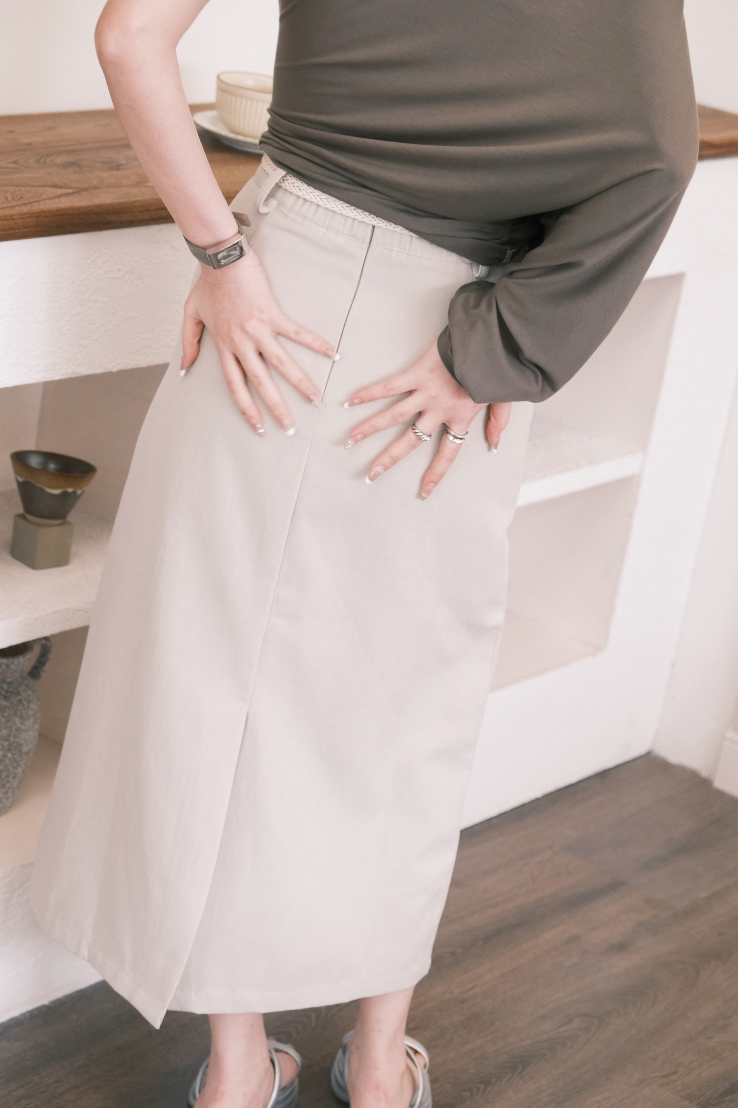 Noa Midi Skirt in Cream