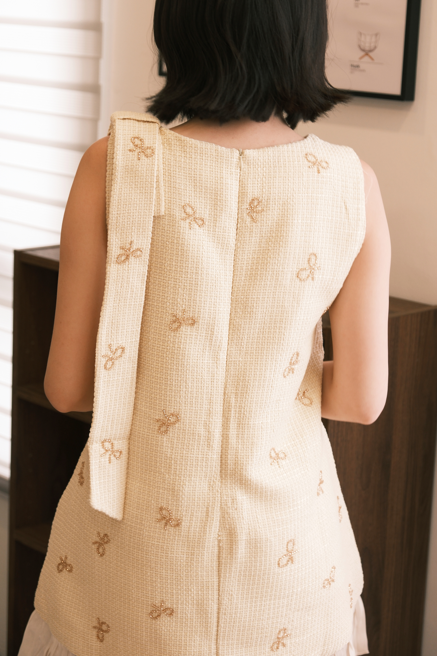 Liora Ribbon Tweed Mini Dress