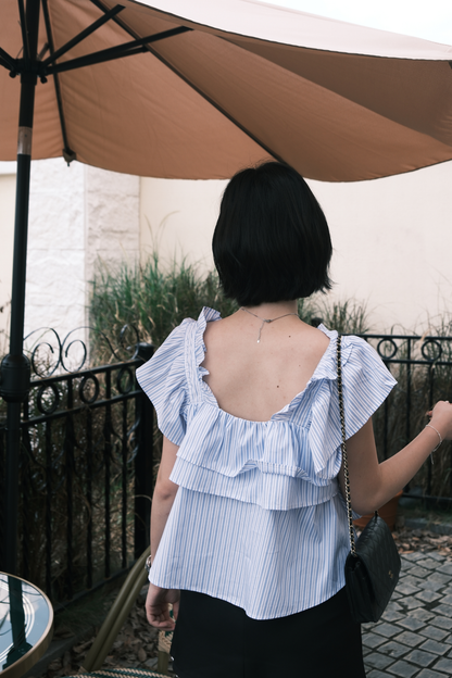 Isla Ruffle Off-Shoulder Top in Light Blue