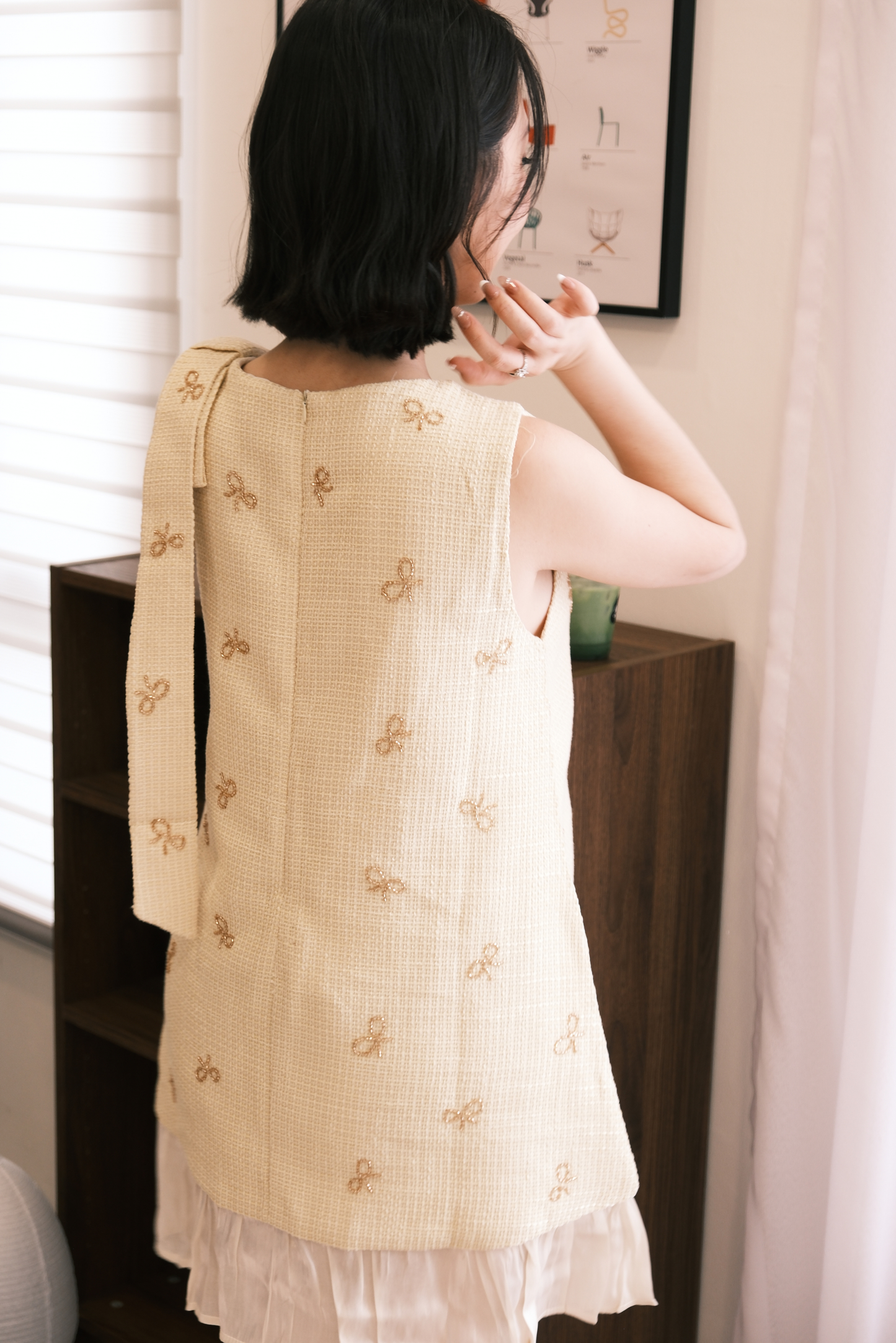 Liora Ribbon Tweed Mini Dress