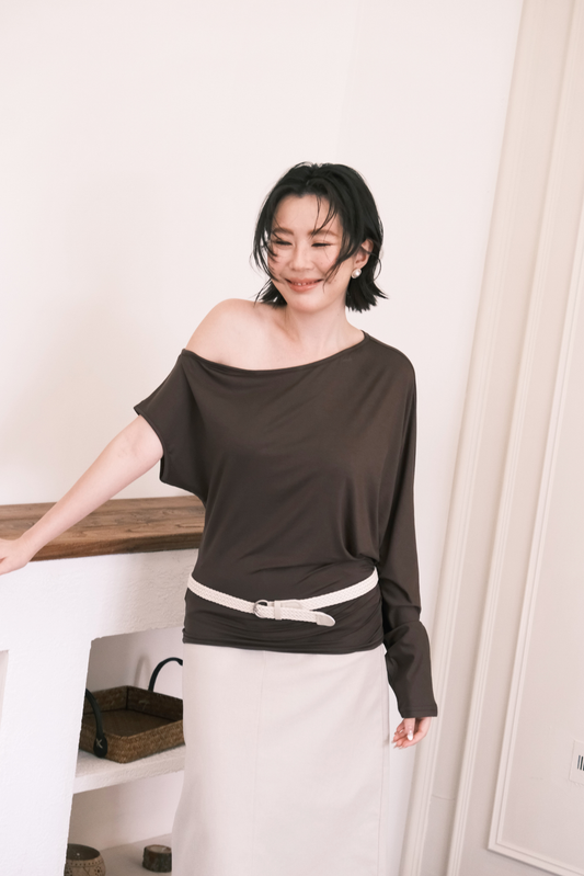 Soleil Asymmetrical Top in Coffee