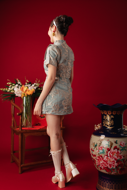 Azure Bloom Brocade Two-Piece Set