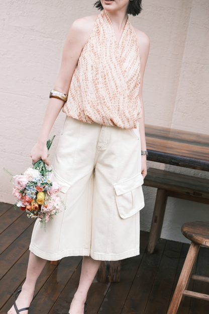 Noémie Pocket Denim Jorts In Light Yellow