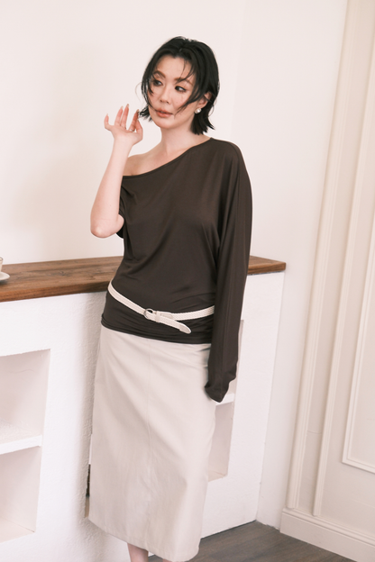 Soleil Asymmetrical Top in Coffee