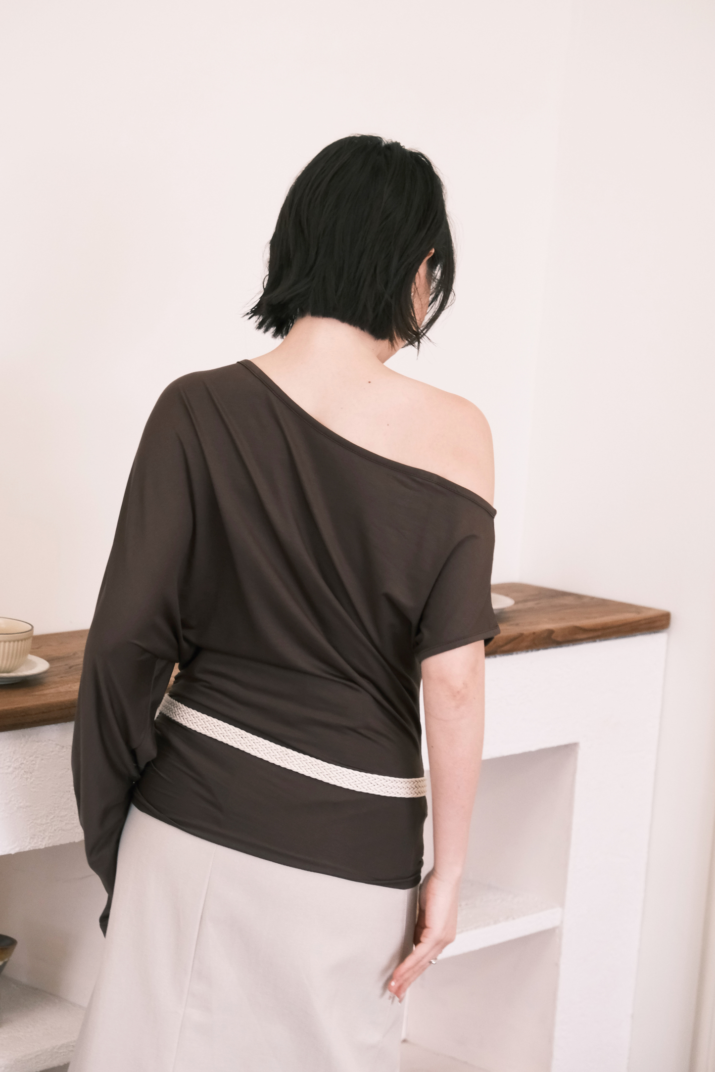 Soleil Asymmetrical Top in Coffee