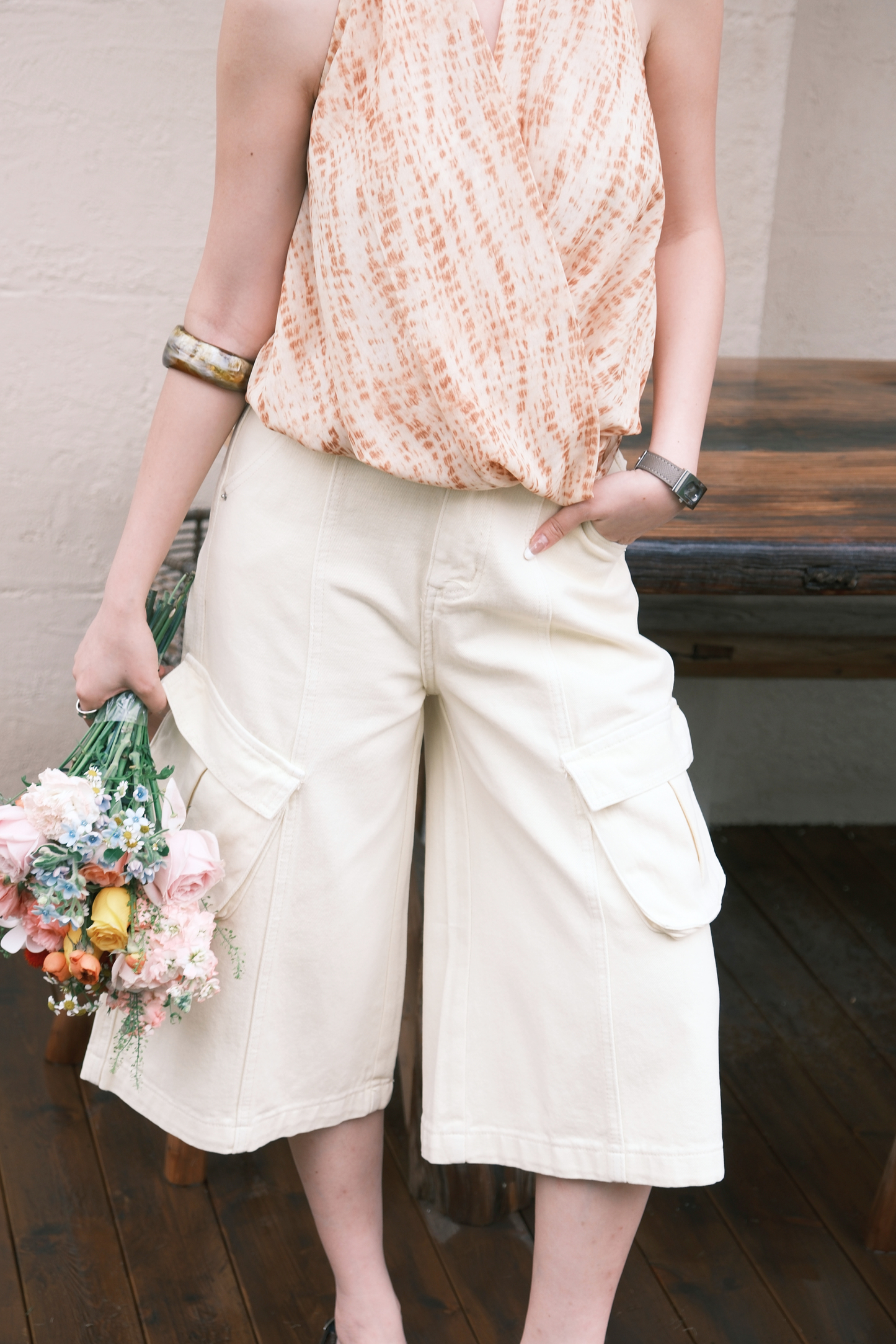 Noémie Pocket Denim Jorts In Light Yellow