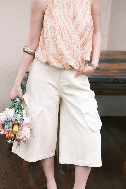 Noémie Pocket Denim Jorts In Light Yellow