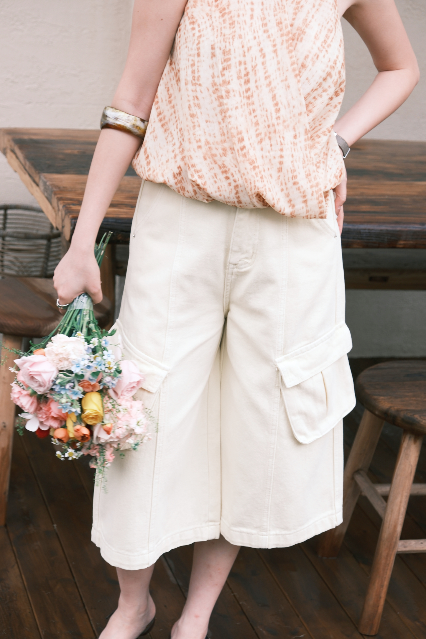 Noémie Pocket Denim Jorts In Light Yellow