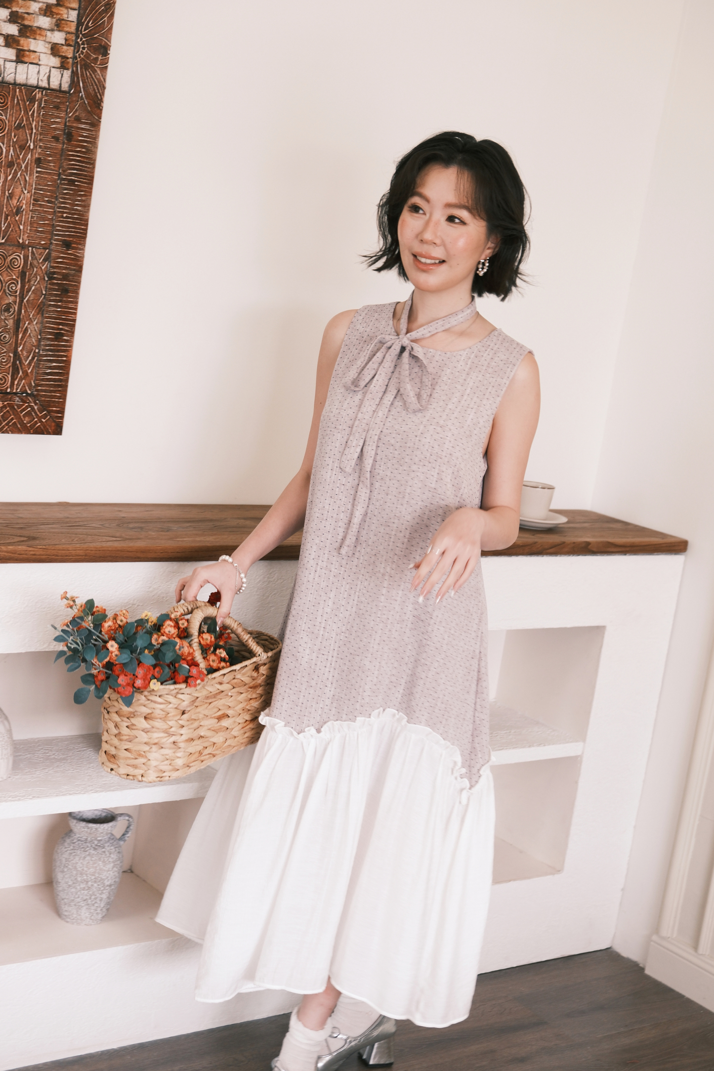 Aurelia Dot Maxi Dress in Lavender Mist
