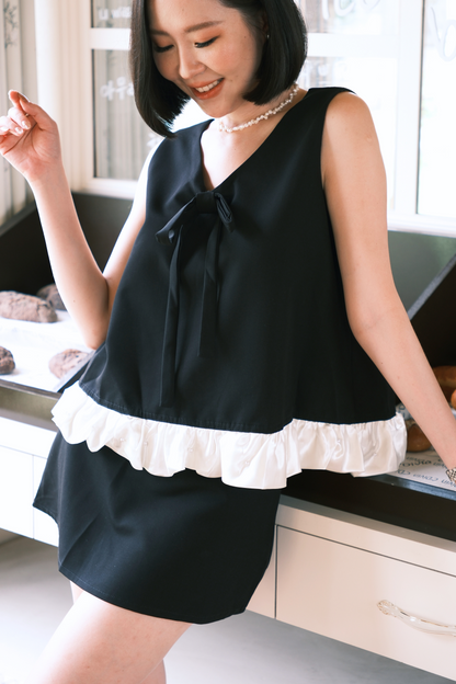 Émilie Ruffle Bow-Tie Top