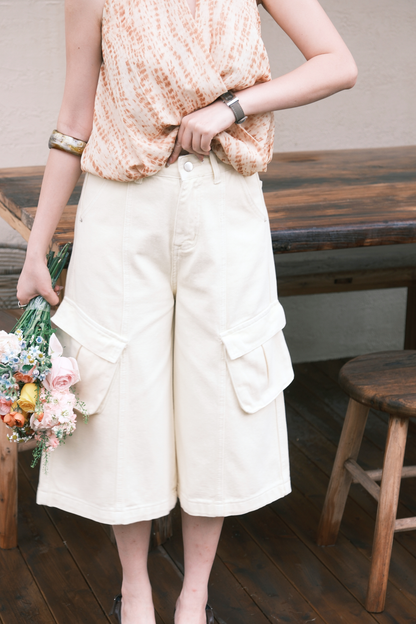 Noémie Pocket Denim Jorts In Light Yellow