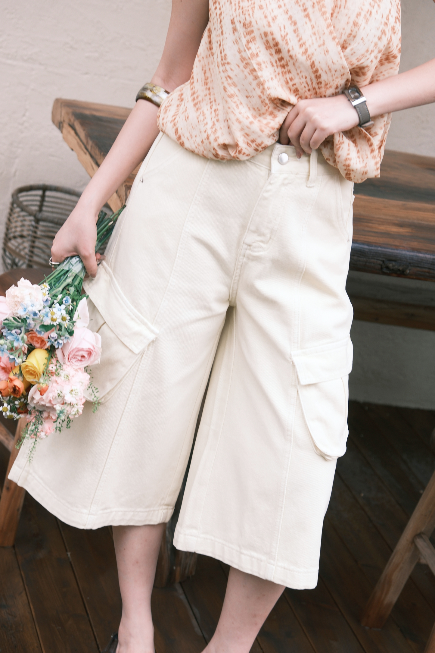 Noémie Pocket Denim Jorts In Light Yellow
