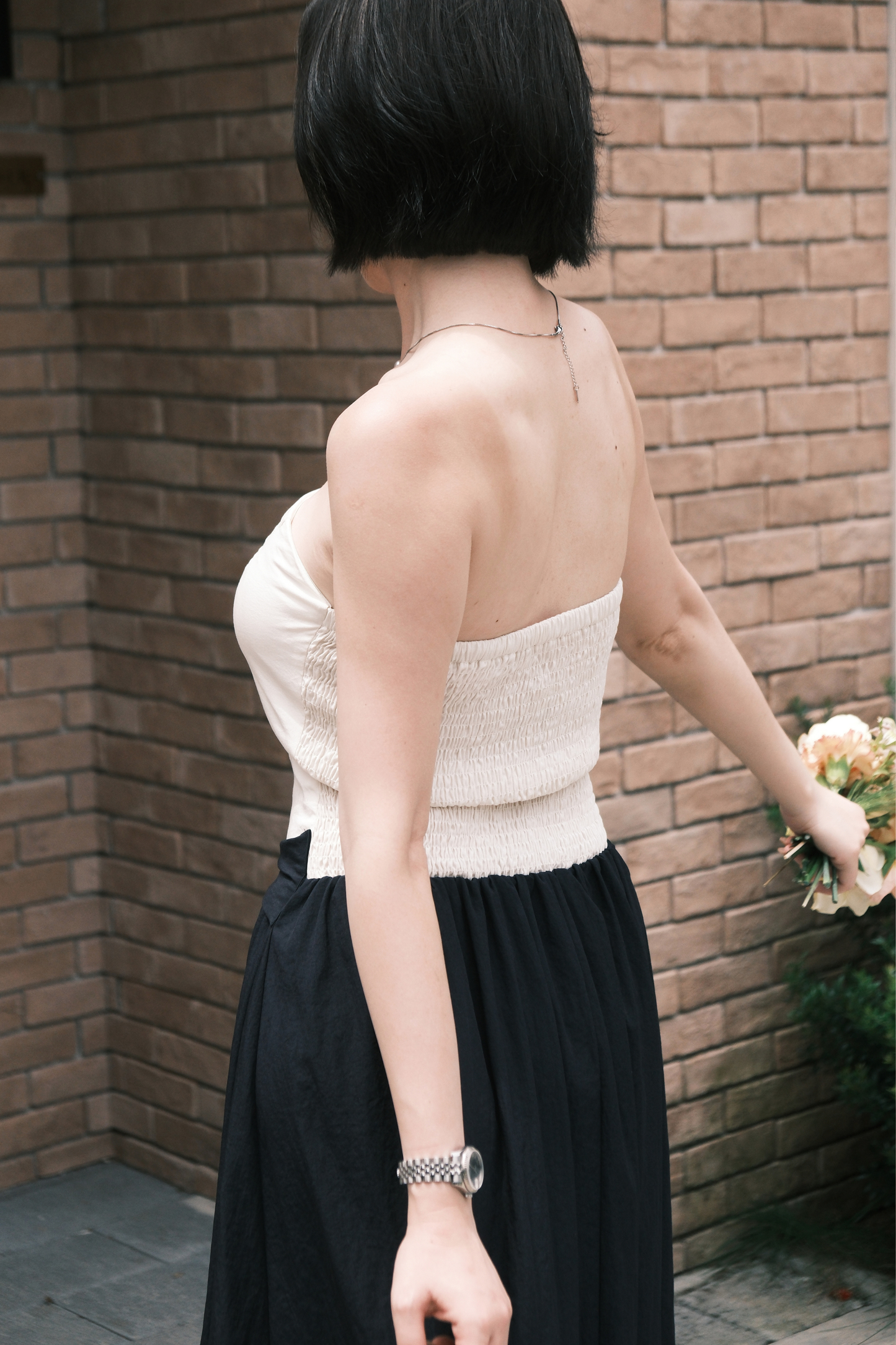 Elara Strapless Midi Dress