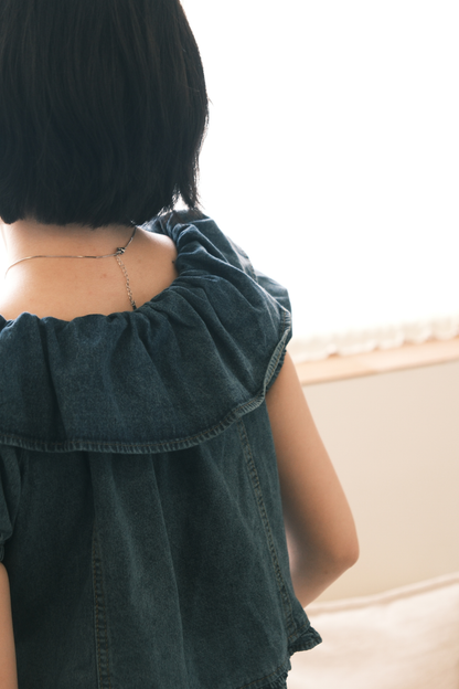 Clara Ruffled Denim Off-Shoulder Top