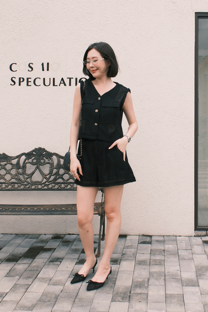 Noa Crochet Twinset in Black