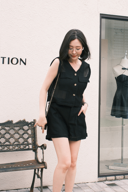 Noa Crochet Twinset in Black