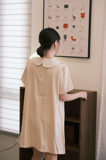 Daphne Peter Pan Mini Dress in Beige