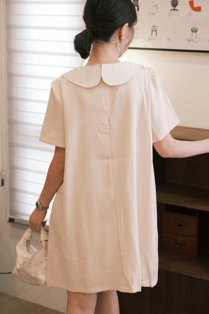 Daphne Peter Pan Mini Dress in Beige