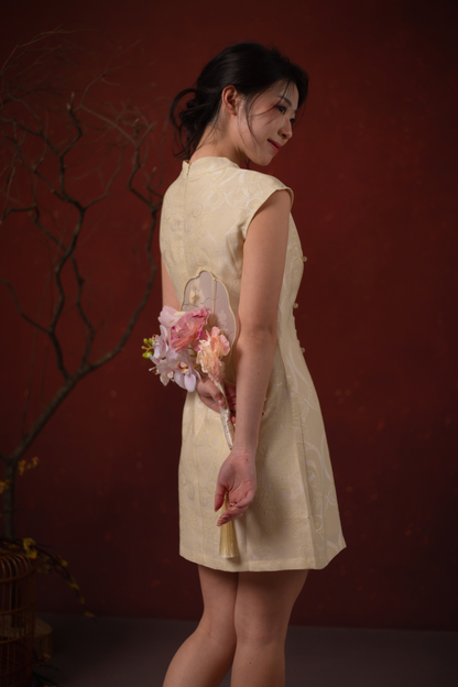 Céleste Chinoiserie Cheongsam Dress in Yellow