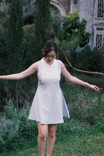 Colette Lace Collar Mini Dress in Light Blue