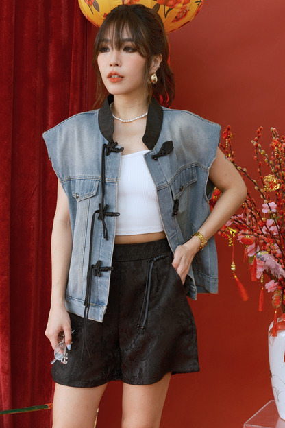 Midnight Knot Denim Vest (In-Stock)