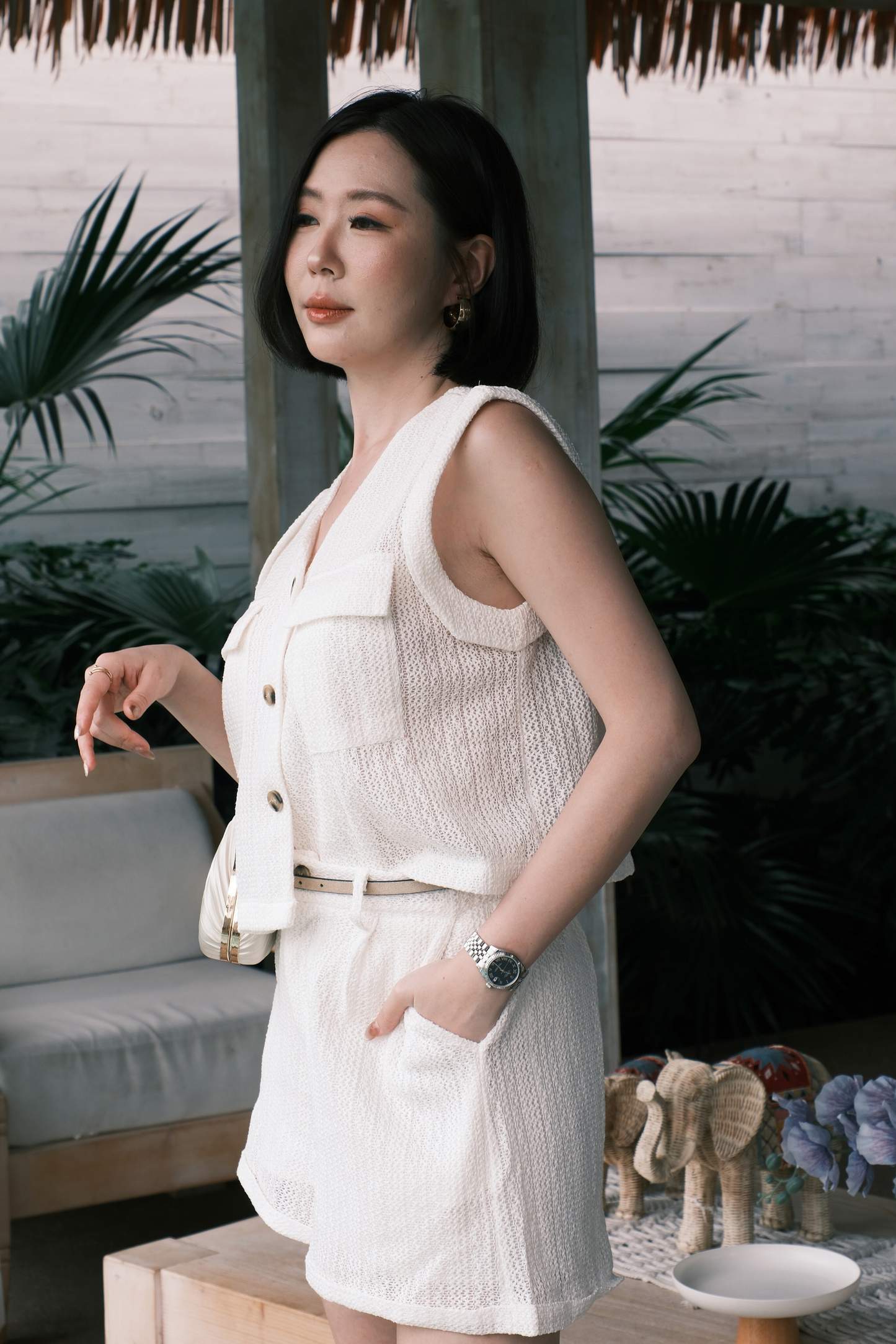 Noa Crochet Twinset in White