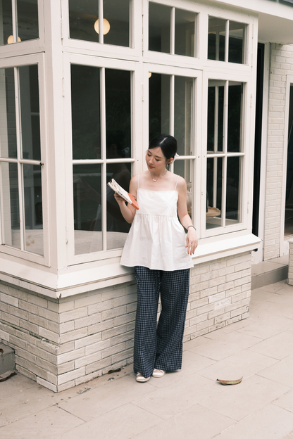 Isla Open-Back Lace Trim Cami Top in White