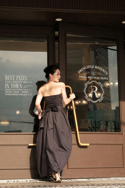 Céline Pure Bow Gown in Dark Blue