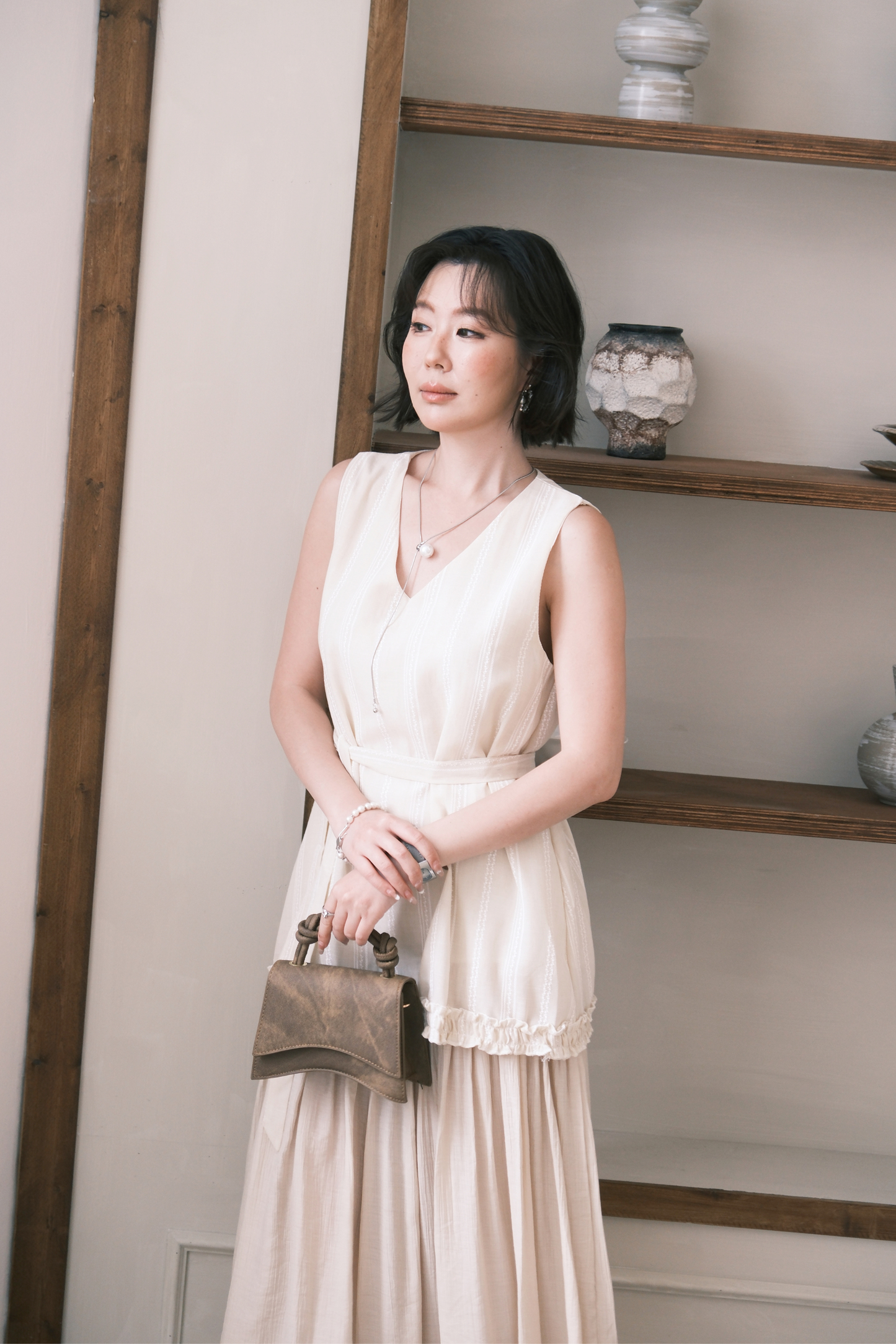 Émilie Layered Dress in Cream