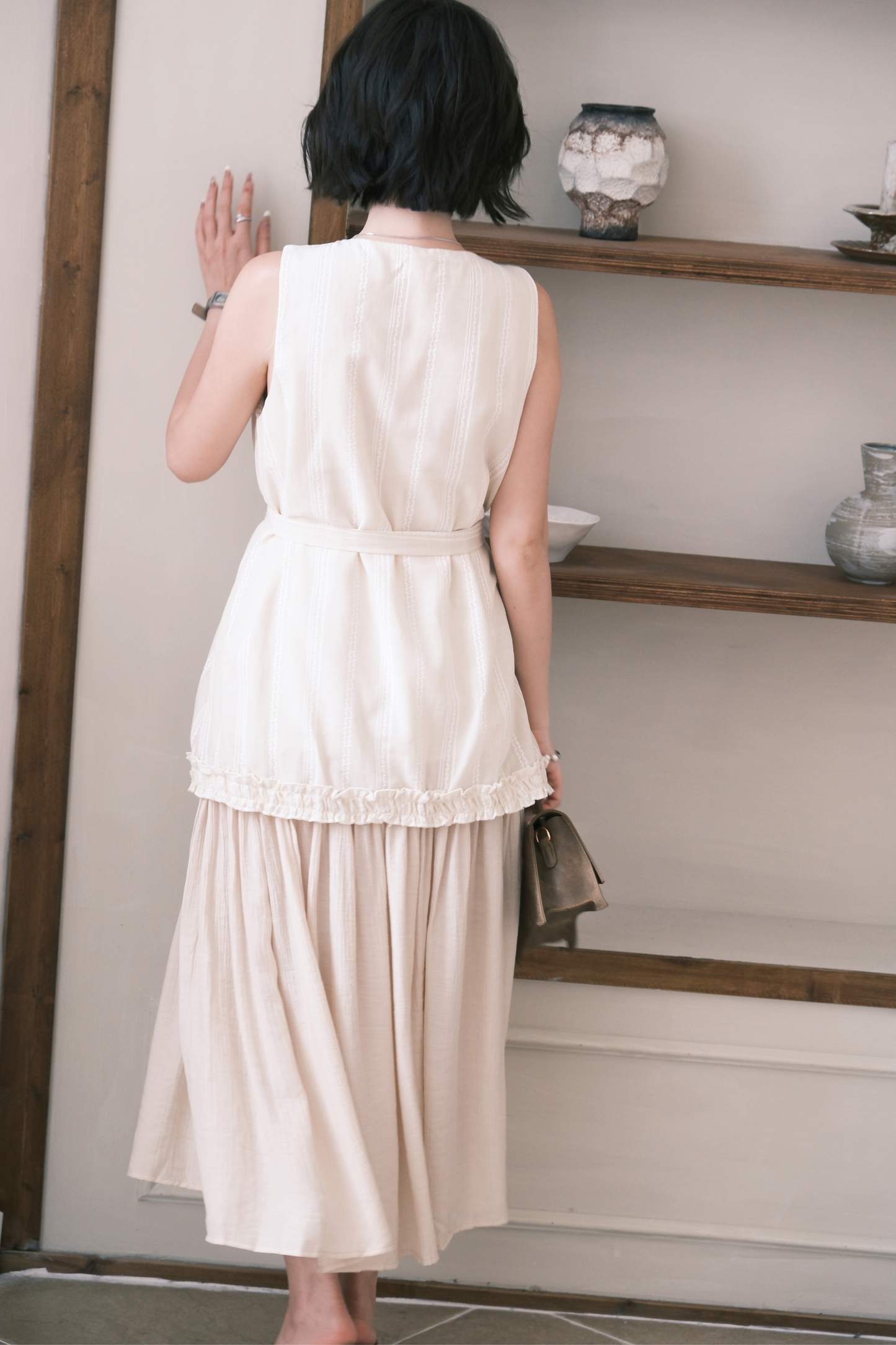 Émilie Layered Dress in Cream