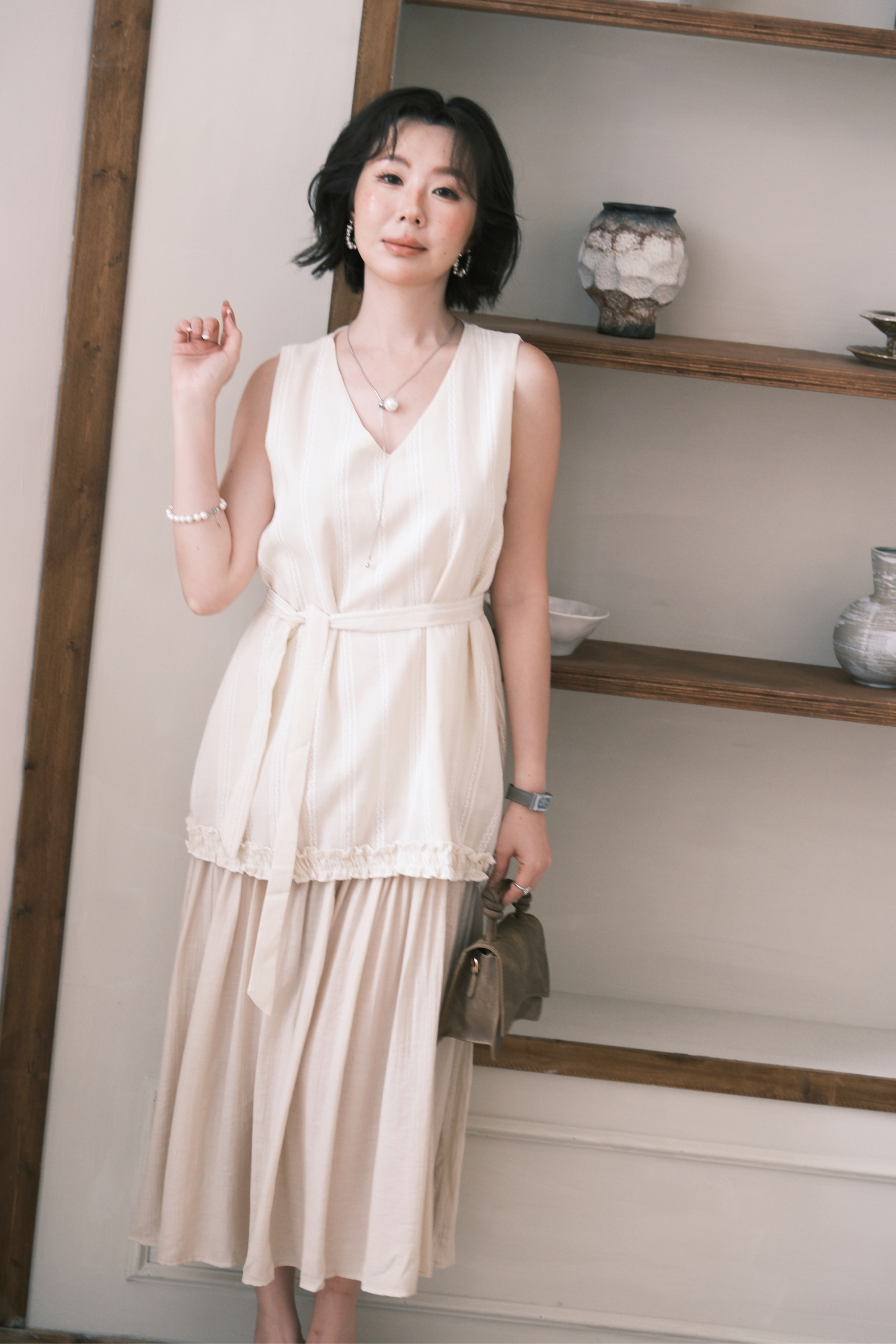 Émilie Layered Dress in Cream