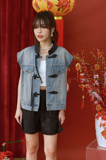 Celeste Brocade Tailored Shorts in Black (In-Stock)