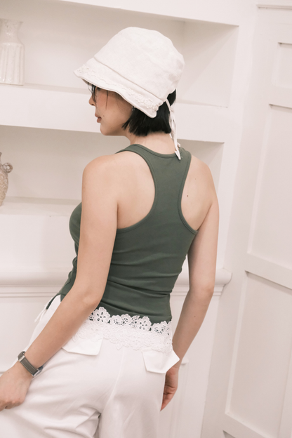 Ari Ribbed Tank in Green