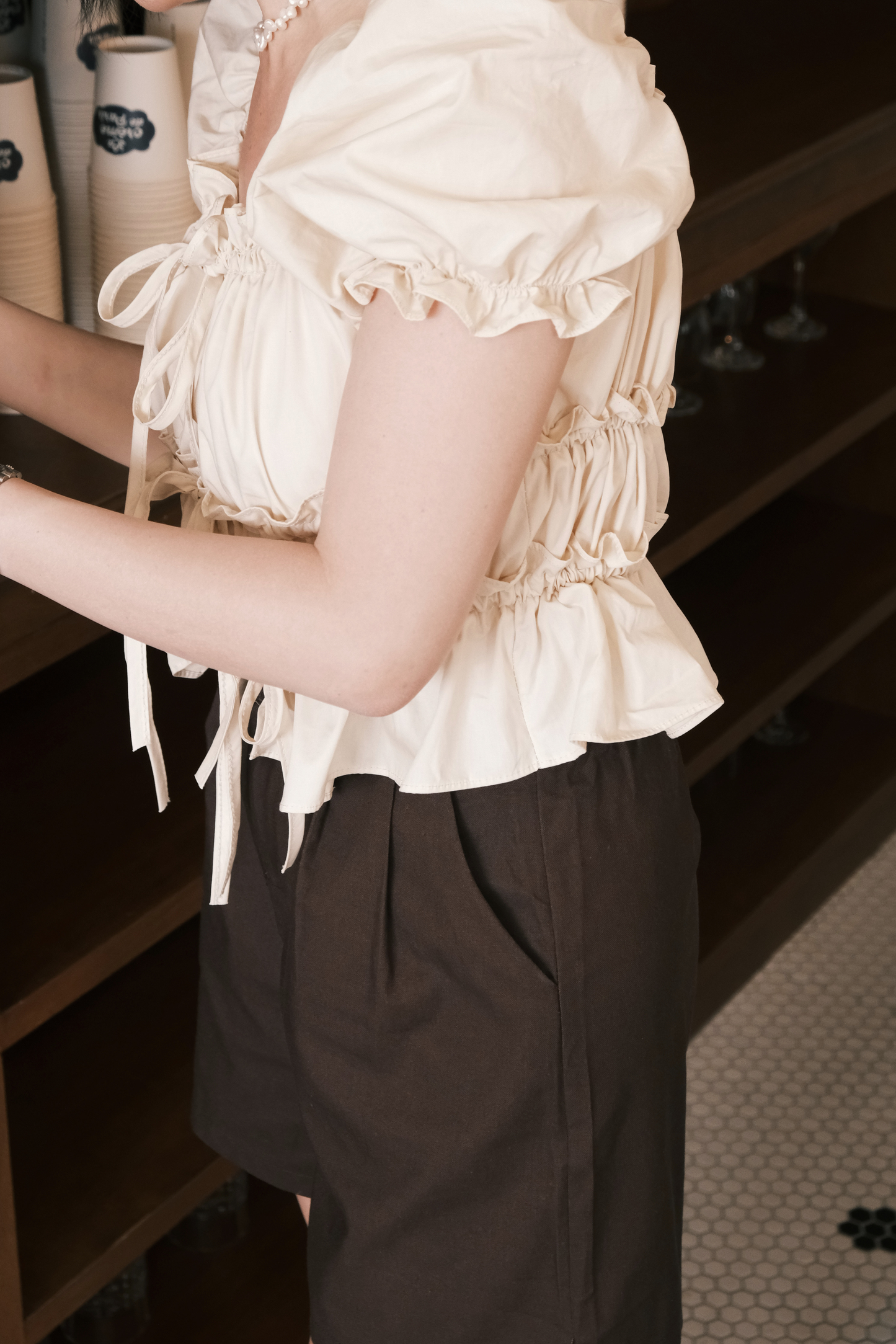 Aria Soft Pleat Shorts In Brown