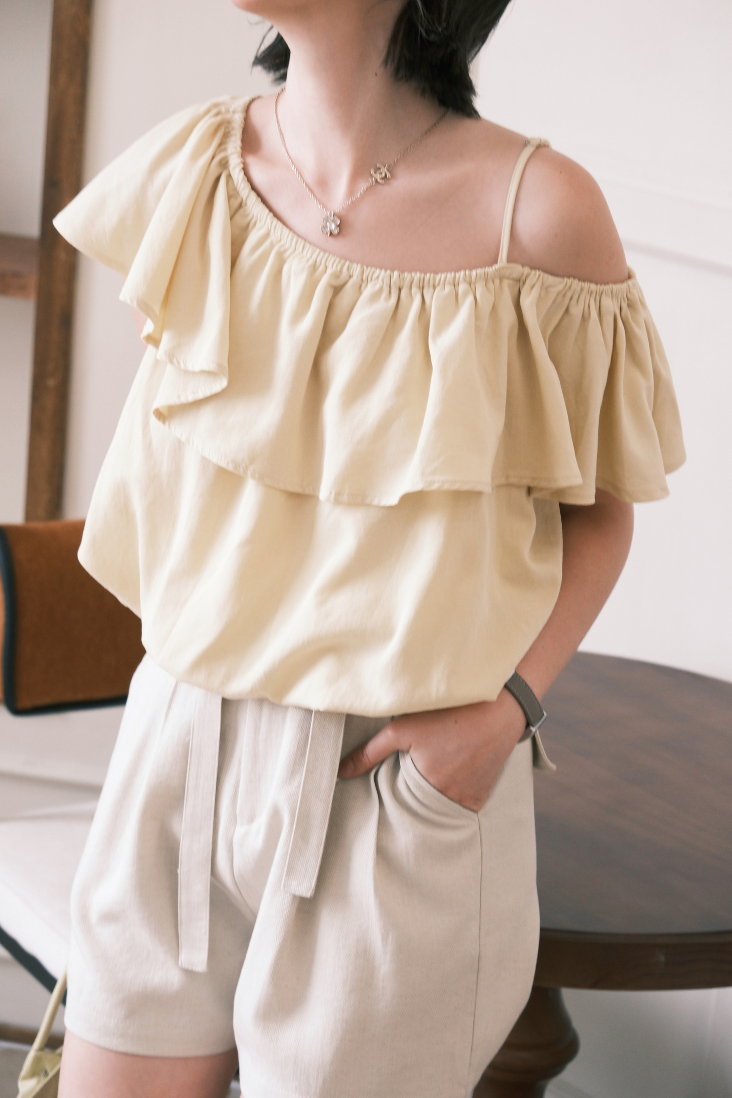 Audrey Ruffle Top in Yellow
