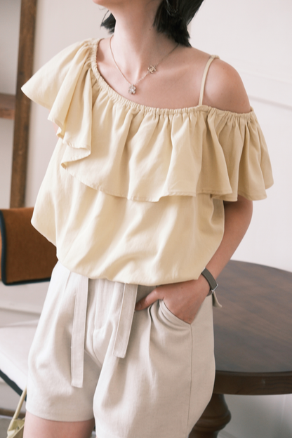 Audrey Ruffle Top in Yellow