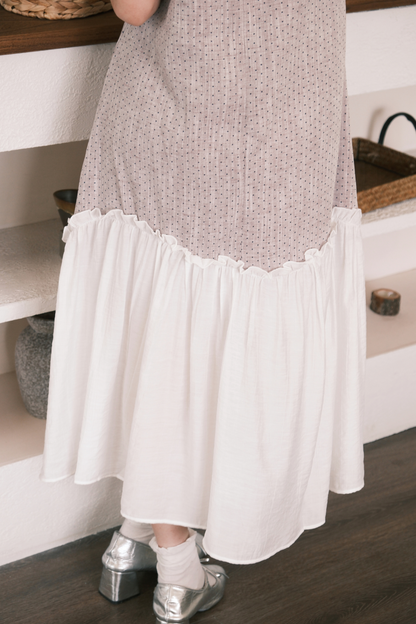 Aurelia Dot Maxi Dress in Lavender Mist