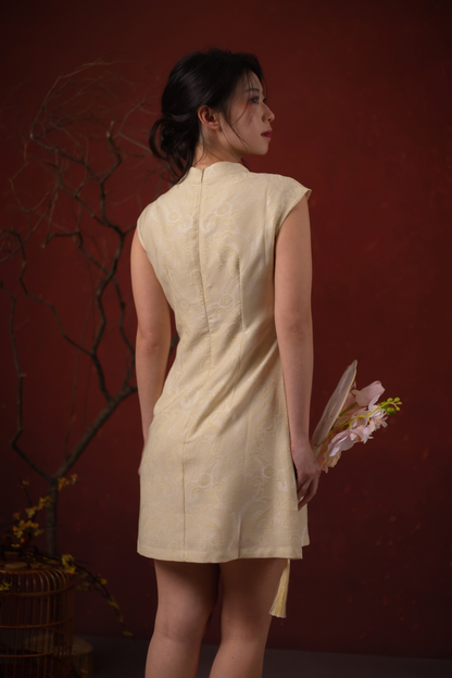 Céleste Chinoiserie Cheongsam Dress in Yellow