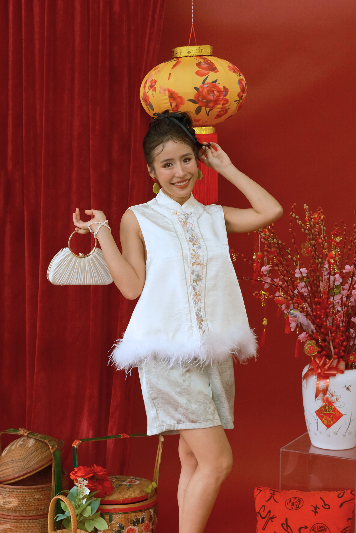 Odette Embroidered Feather Vest