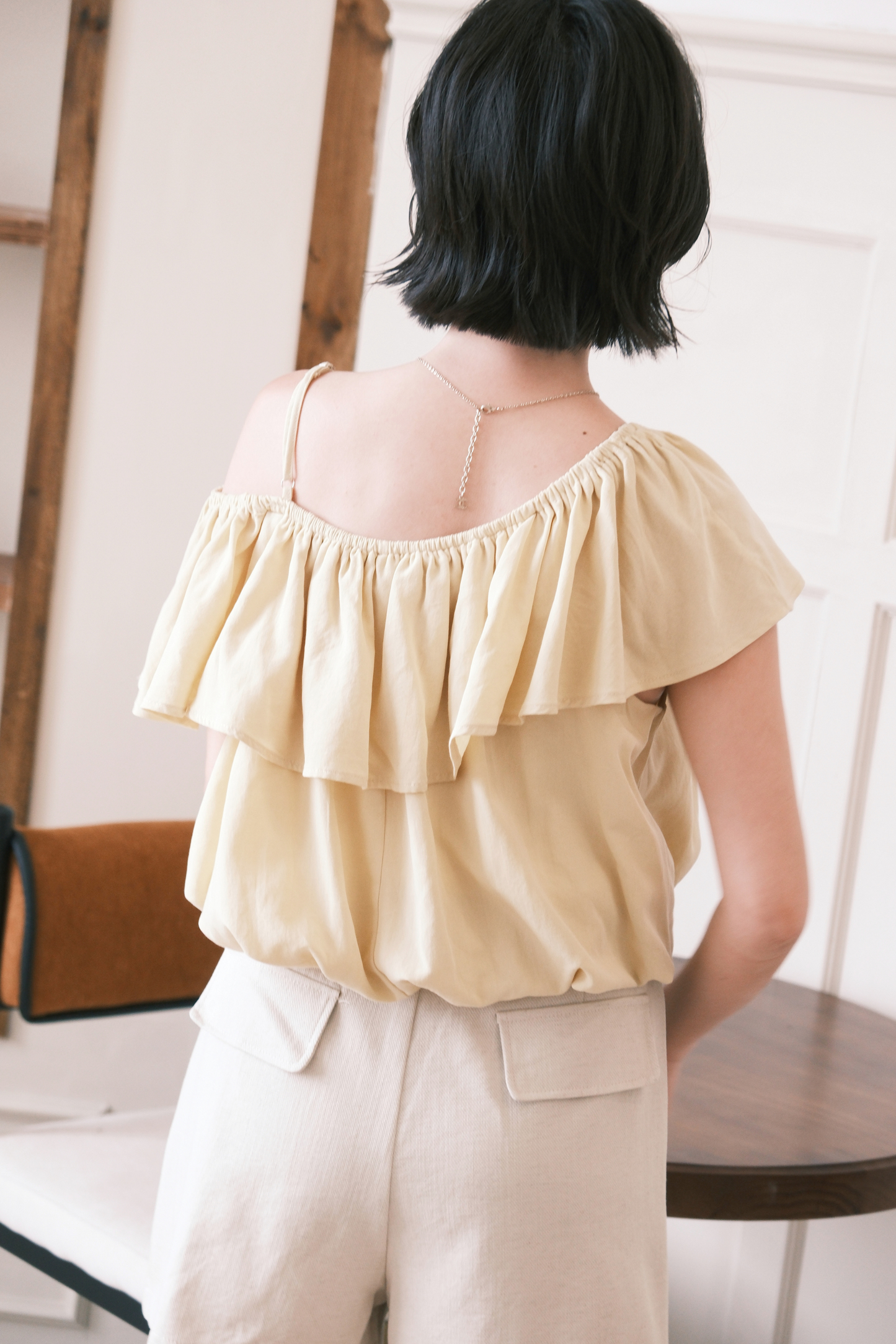 Audrey Ruffle Top in Yellow