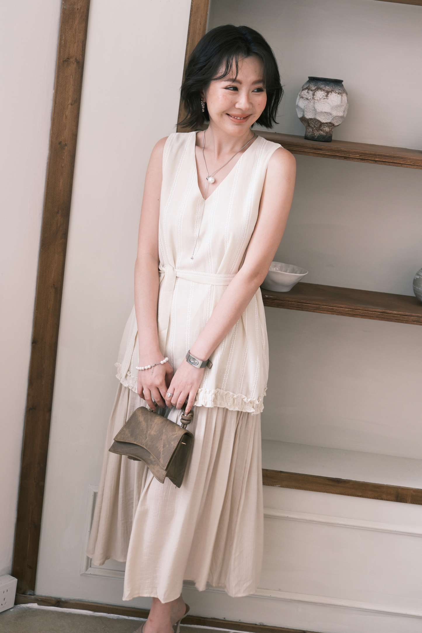 Émilie Layered Dress in Cream
