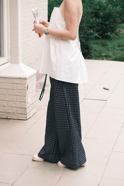 Isla Open-Back Lace Trim Cami Top in White