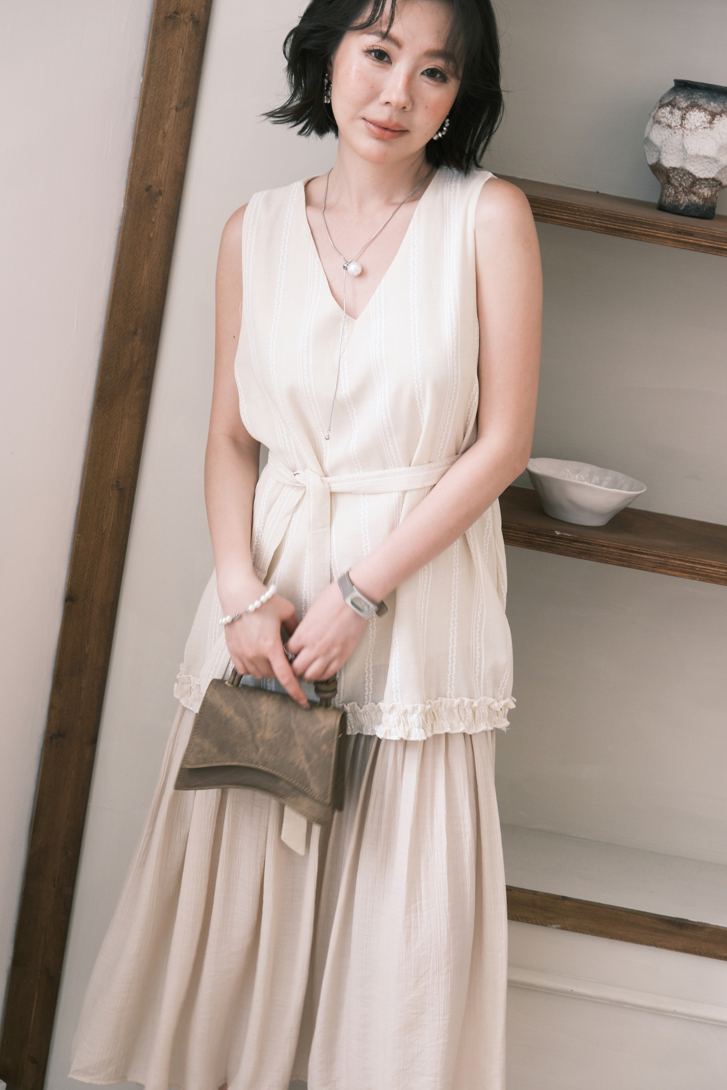 Émilie Layered Dress in Cream