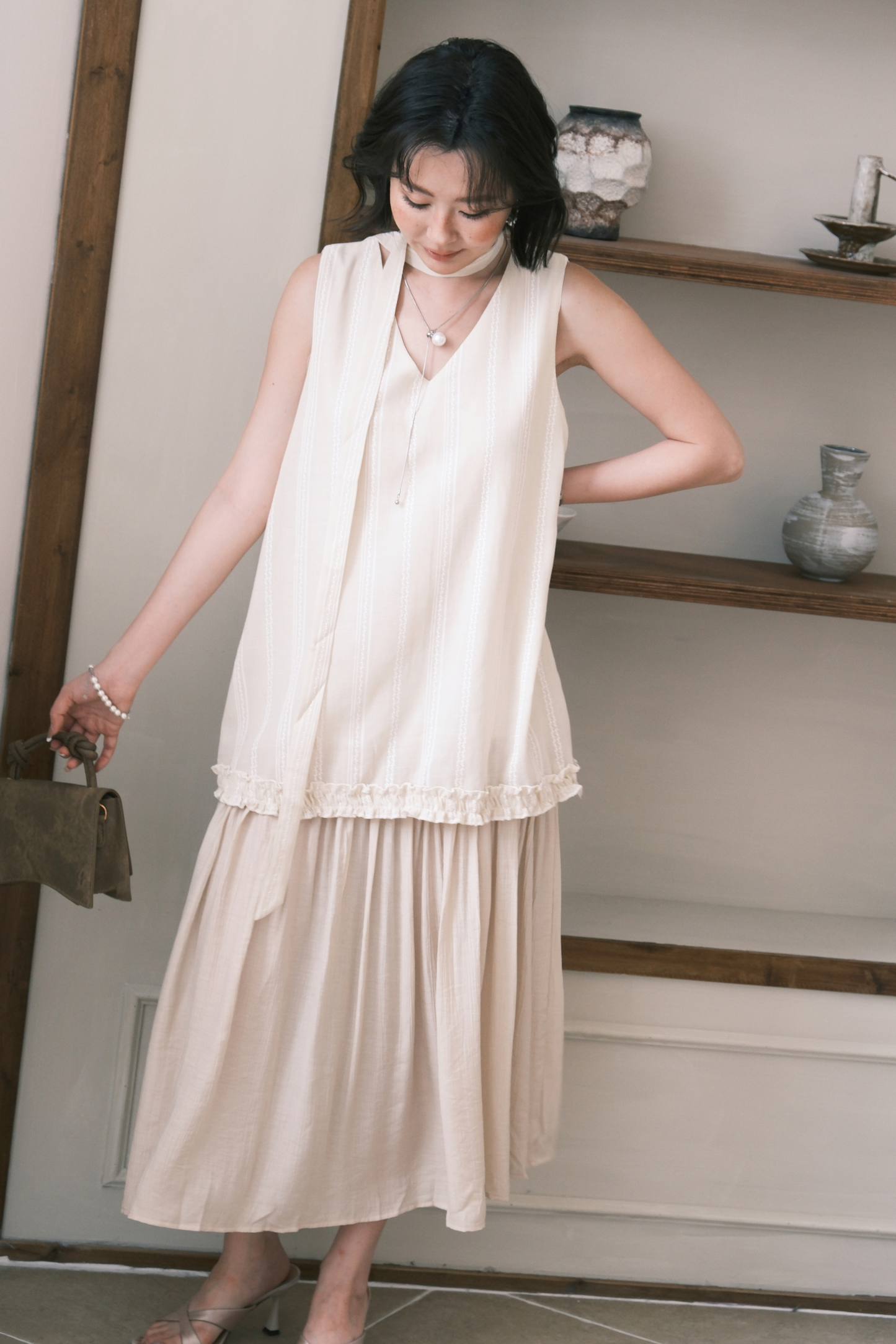 Émilie Layered Dress in Cream